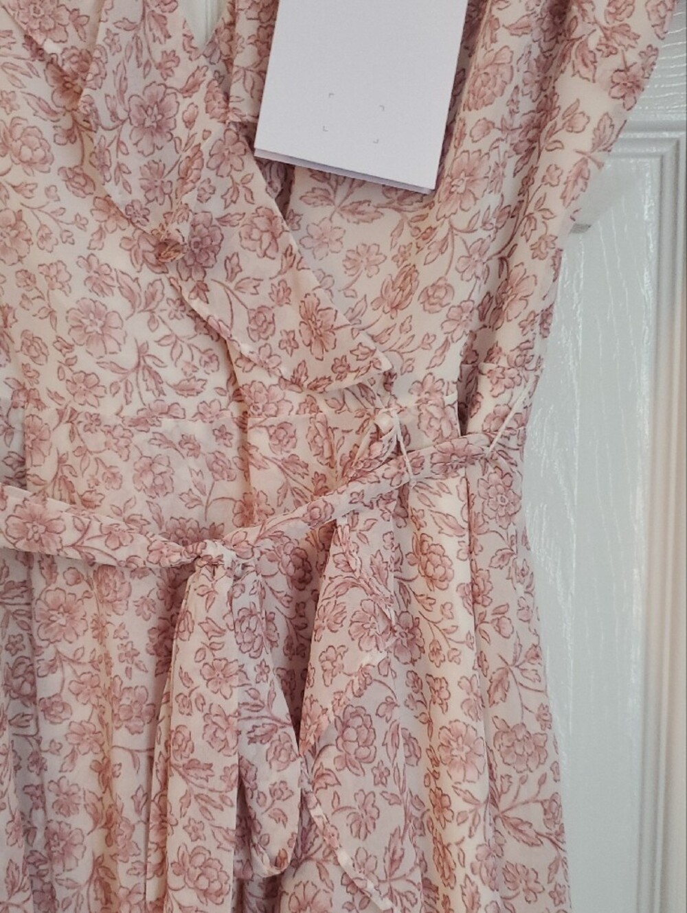Gal Meets Glam Blush Floral Ruffle Wrap High-Low Dress - Picture 4 of 7